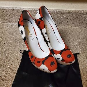YSL Maryna Poppy Wood Wedges size 39